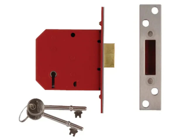 Union 2101 5 Lever Mortice Deadlock Satin Chrome Finish 65mm for Timber Doors