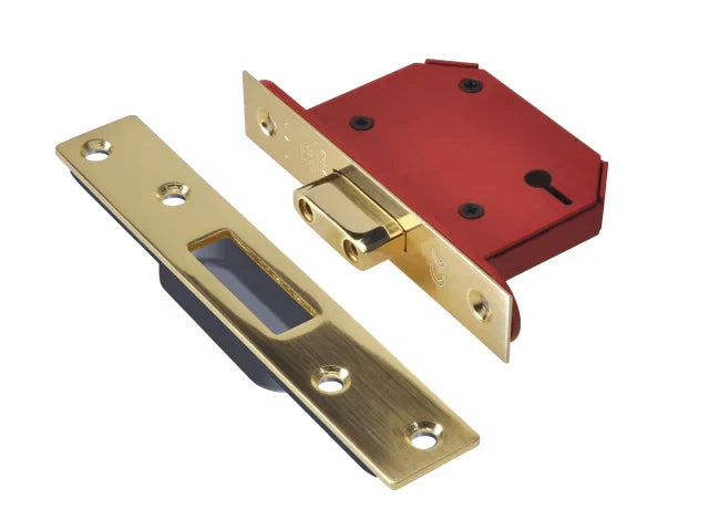 UNION StrongBOLT 2103S 3 Lever Mortice Deadlock Polished Brass 68mm Visi