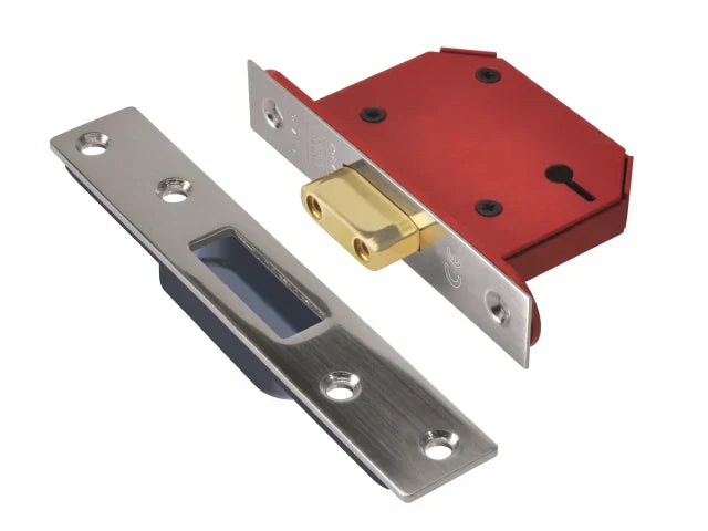 UNION StrongBOLT 2103S 3 Lever Mortice Deadlock Stainless Steel 68mm Visi