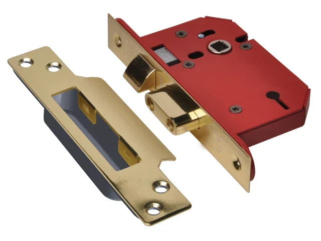 UNION StrongBOLT 2203S 3 Lever Mortice Sashlock Polished Brass 81mm Visi