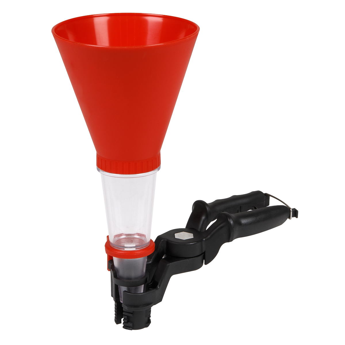 Sealey 2pc Universal Oil Funnel with Clamp Adjustable for 22mm to 72mm Pipes