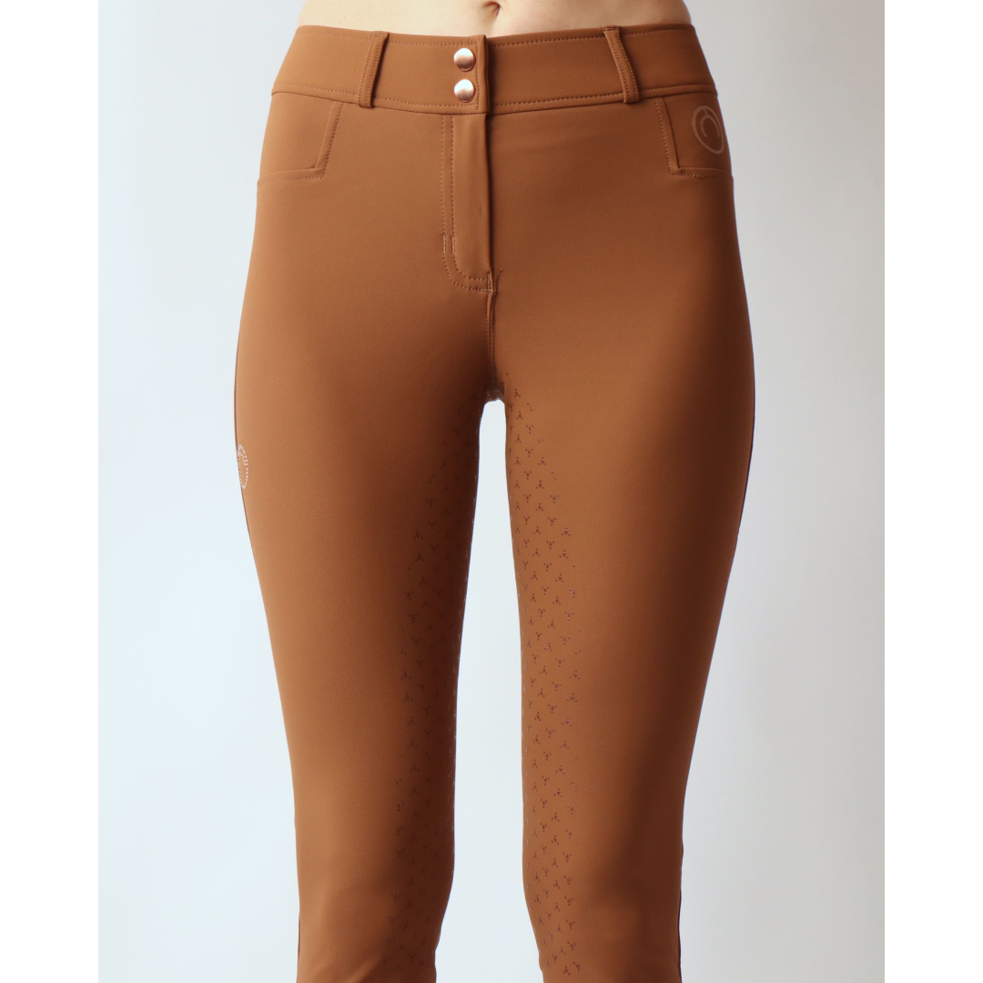 Montar Rosa Full Grip Breeches With Rosegold Crystals For Equestrian Style