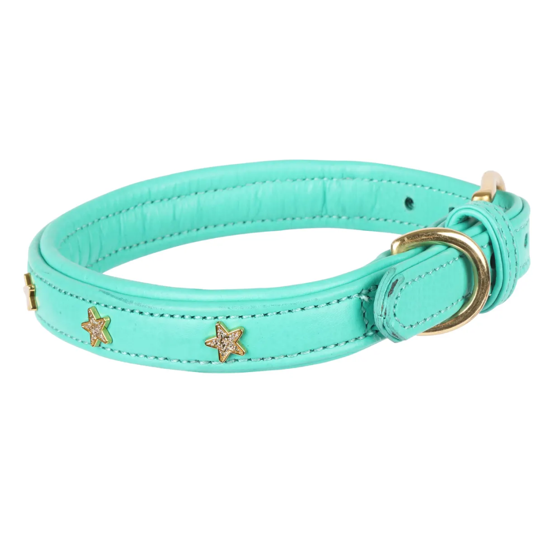 Shires Digby & Fox Star Dog Collar Leather Glittery Star Studded Design