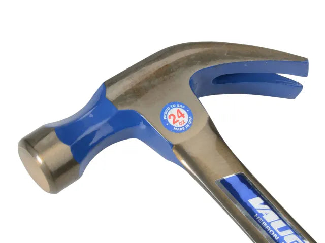 Vaughan R24 Curved Claw Hammer 680g All Steel Smooth Face Shock Absorbing Grip