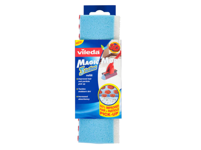 Vileda Magic Mop Refill 3D Velour Powerzones Absorbent Sponge Non-Scratch