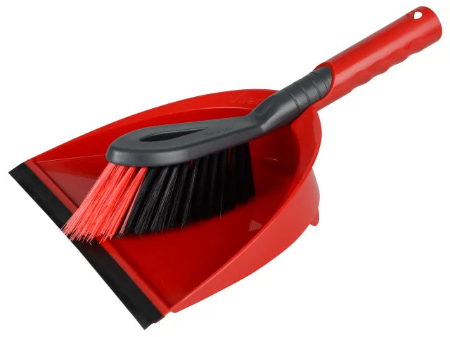 Vileda 2-in-1 Dustpan and Brush Set with Flexible Pan and Rubber Lip