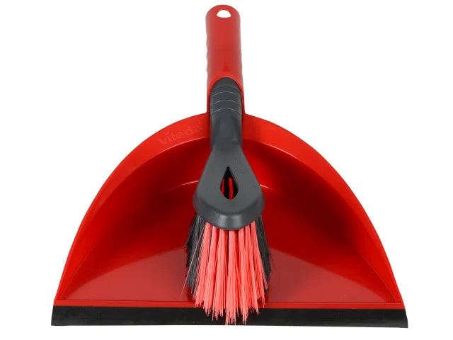 Vileda 2-in-1 Dustpan and Brush Set with Flexible Pan and Rubber Lip