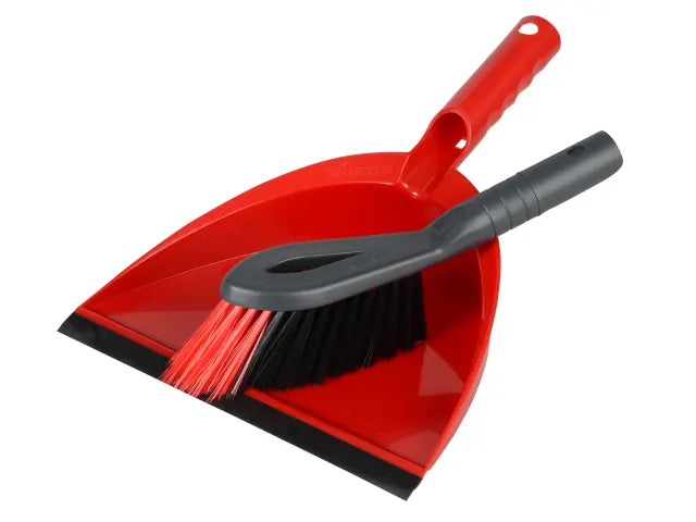 Vileda 2-in-1 Dustpan and Brush Set with Flexible Pan and Rubber Lip