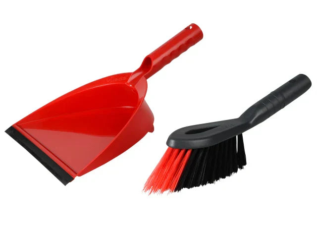 Vileda 2-in-1 Dustpan and Brush Set with Flexible Pan and Rubber Lip