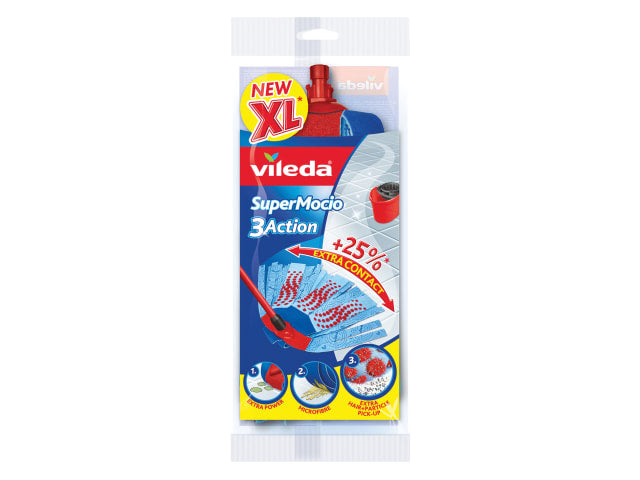 Vileda SuperMocio 3Action XL Refill Microfibre Mop Head for Efficient Cleaning