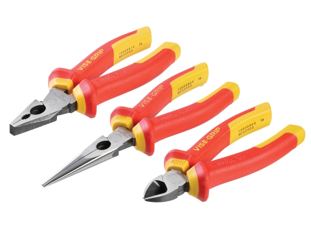 IRWIN Vise-Grip VDE 3pc Plier Set Chrome Nickel Steel ProTouch Handles
