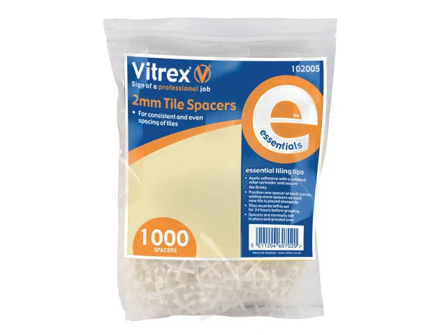 Vitrex 2mm Tile Spacers Pack of 1000 for Professional Tiling Finish