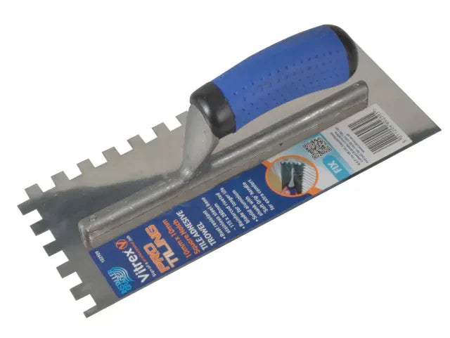 Vitrex Professional Stainless Steel Adhesive Trowel 10mm Square Notches115x280mm