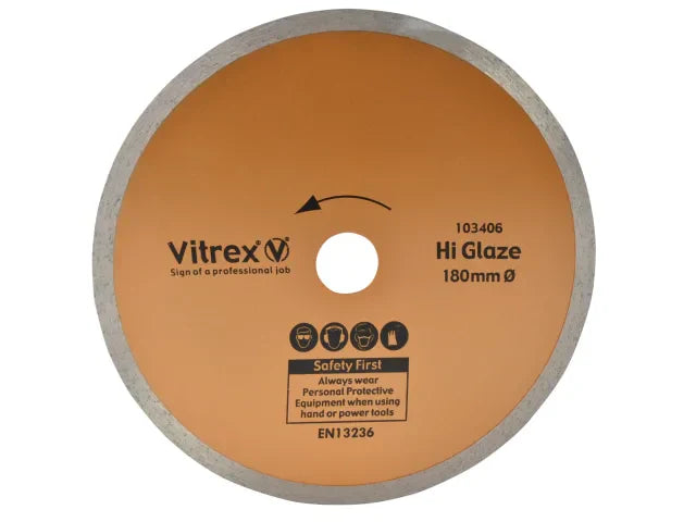 Vitrex Hi Glaze Diamond Blade 180mm for Ceramic Porcelain Stone Cutting