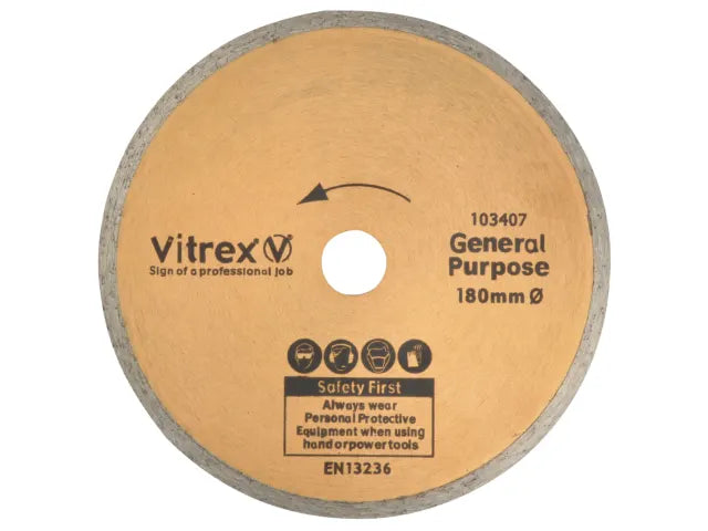 Vitrex 180mm Standard Diamond Blade for Ceramic, Slate, Marble & Concrete