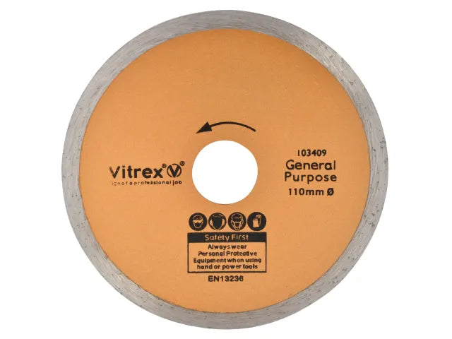 Vitrex 110mm Diamond Blade Continuous Rim for Ceramic Slate Marble Concrete