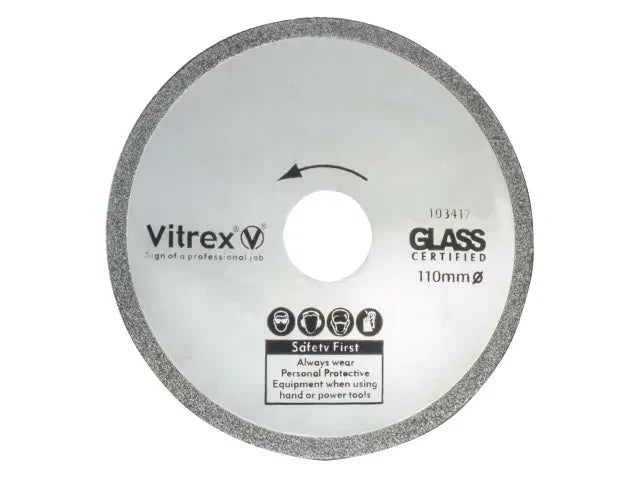Vitrex 110mm Glass Diamond Blade for Cutting Glass Tiles-High Speed & Durability