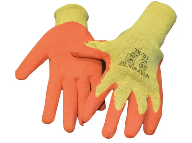 Vitrex Builder's Grip Gloves Latex Coated Non-Slip Durable EN388 Safety Gear