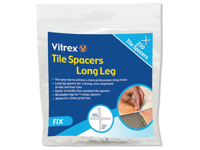 Vitrex Long Leg Tile Spacers 3mm Pack of 250 for Professional Tiling Finish