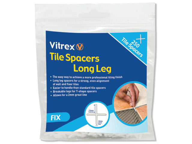Vitrex Long Leg Tile Spacers 4mm Pack of 250 for Professional Tiling Finish