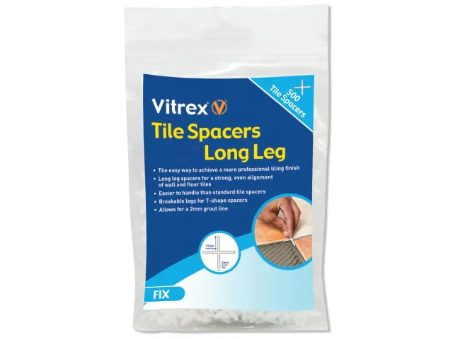 Vitrex Long Leg Tile Spacers 4mm Pack of 500 for Professional Tiling Finish