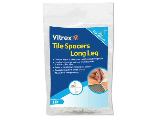Vitrex Long Leg Tile Spacers 5mm Pack of 500 for Professional Tiling Finish