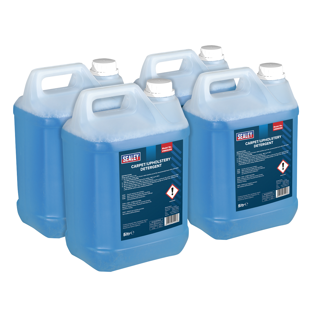 Sealey Carpet Upholstery Detergent 5L Pack of 4 Non-Corrosive Cleaning Power