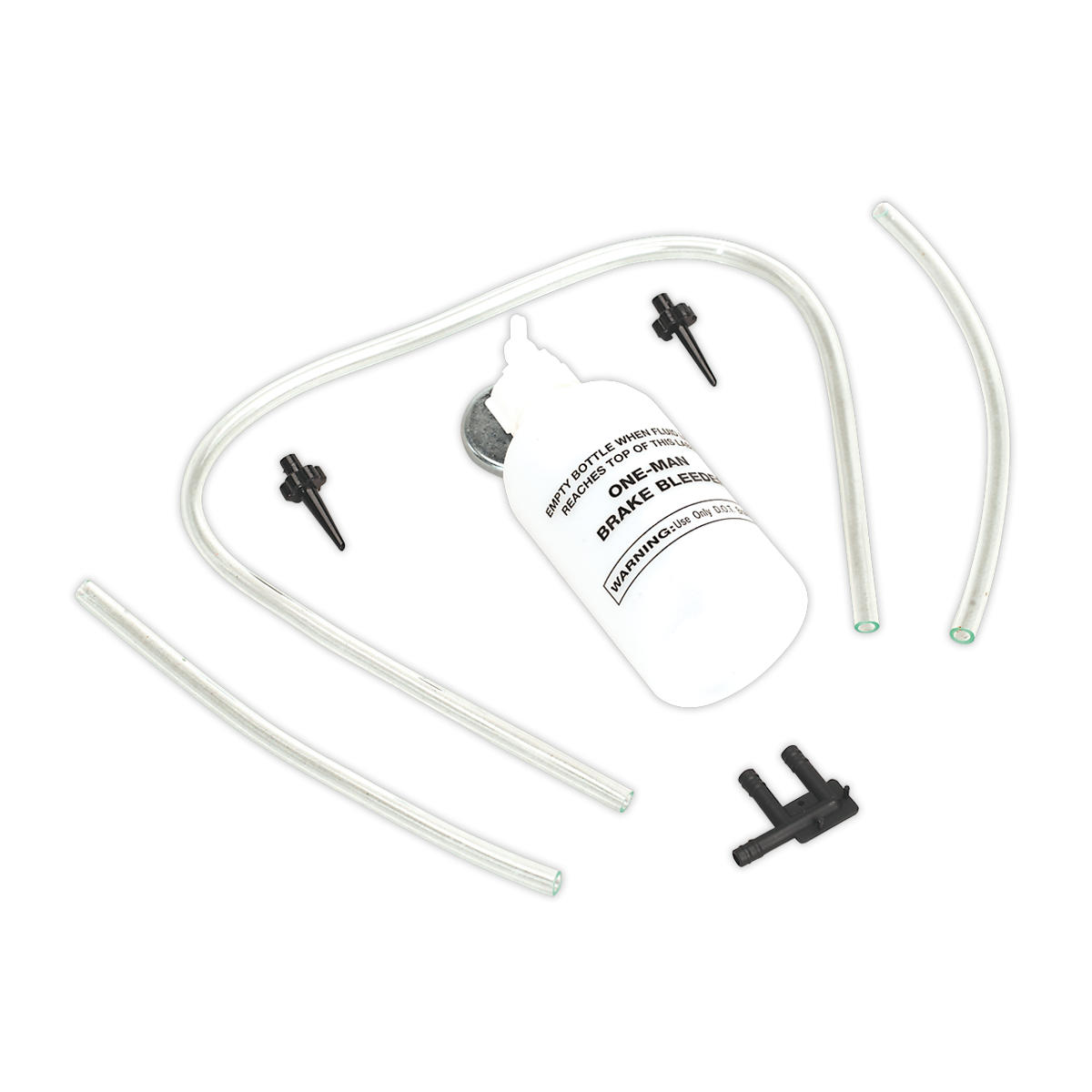 Sealey VS0201 Brake Bleeder Set 100ml Container with Magnetic Pad & Connectors