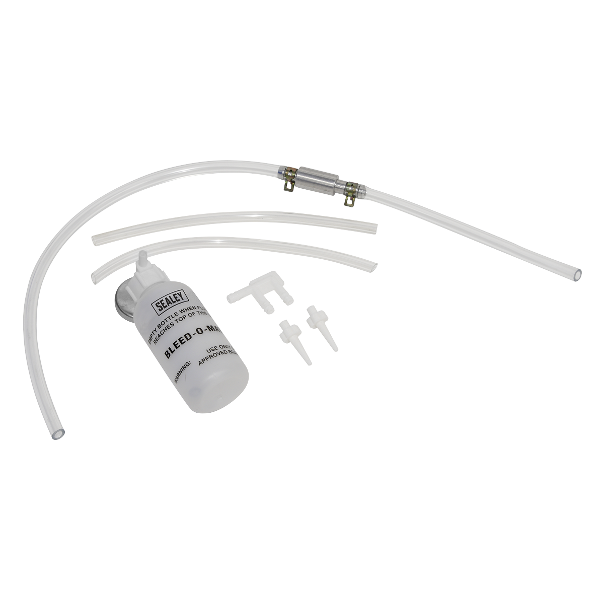 Sealey VS02011 Brake Bleeder Set 100ml Container Magnetic Pad Non-Return Valve