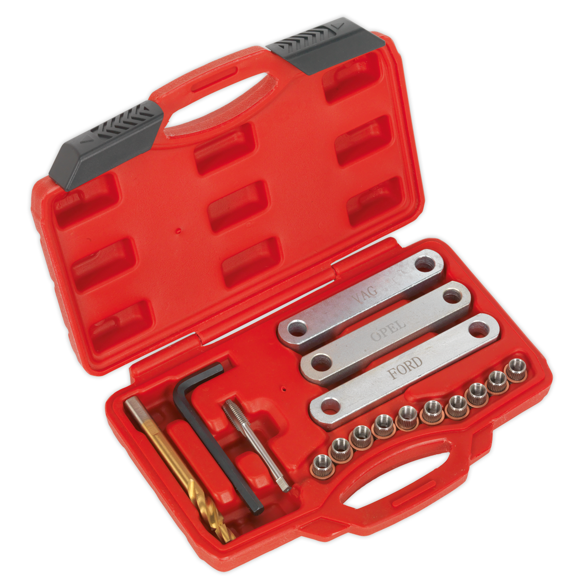 Sealey Brake Caliper Thread Repair Kit with Inserts, Drill, Tap & Hex Key