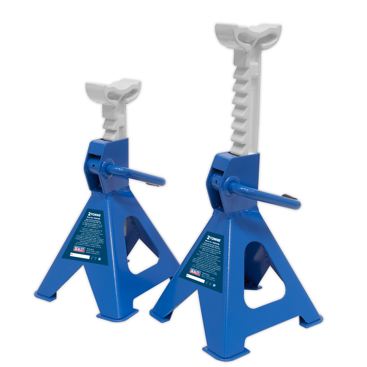 Sealey 2 Tonne Ratchet Axle Stands Pair Blue 276-410mm Height Capacity