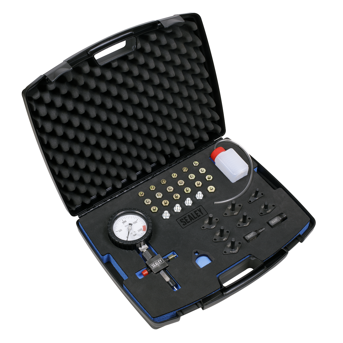 Sealey VS216 Diesel High Pressure Pump Test Kit 2000bar Gauge Flexible Hoses