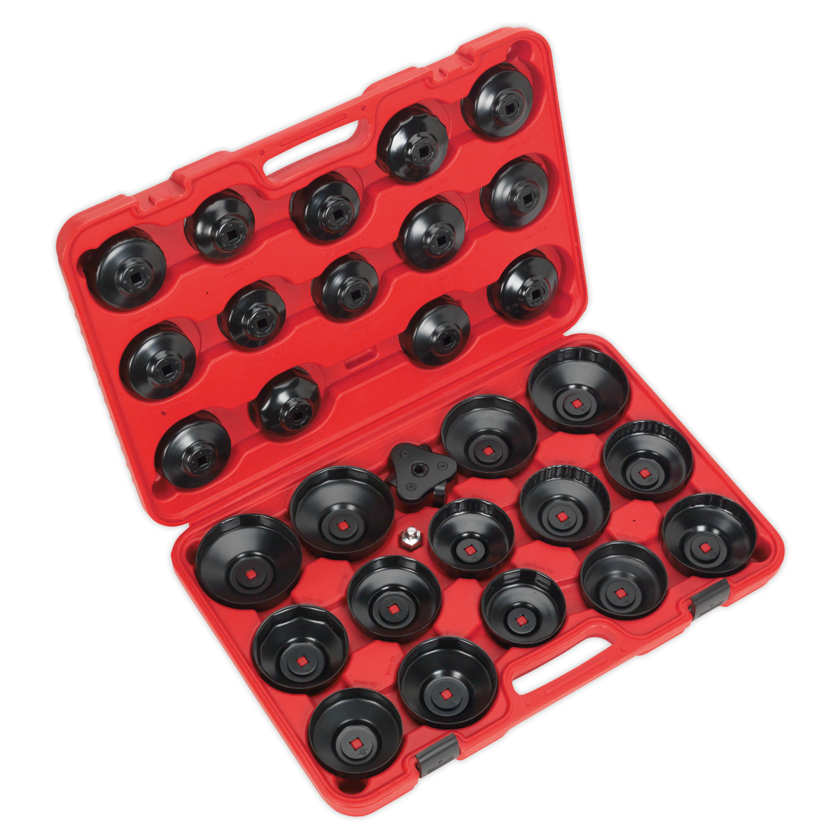 Sealey 30pc Oil Filter Cap Wrench Set Adjustable 65-120mm with Storage Case