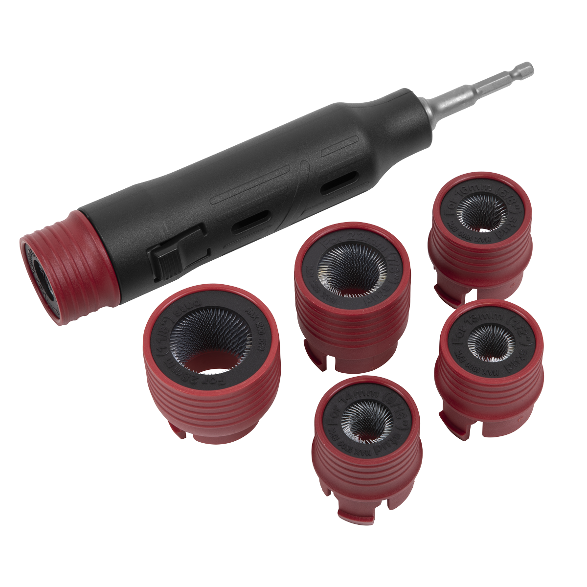 Sealey VS8003 Wheel Stud Cleaning Tool Set with Quick Change Brushes