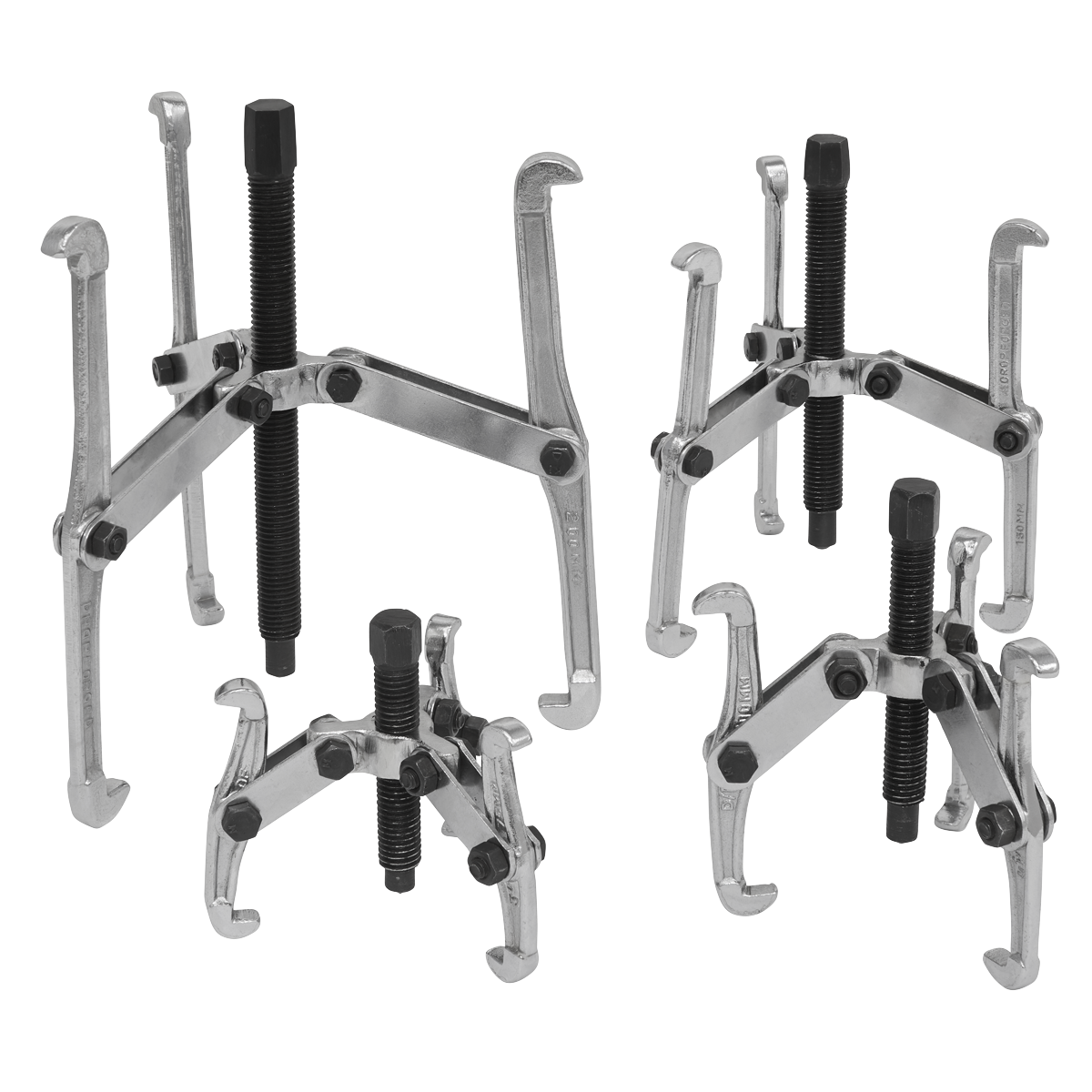 Sealey VS95 Triple Leg Gear Reversible Puller Set 4pc Carbon Steel 75-200mm