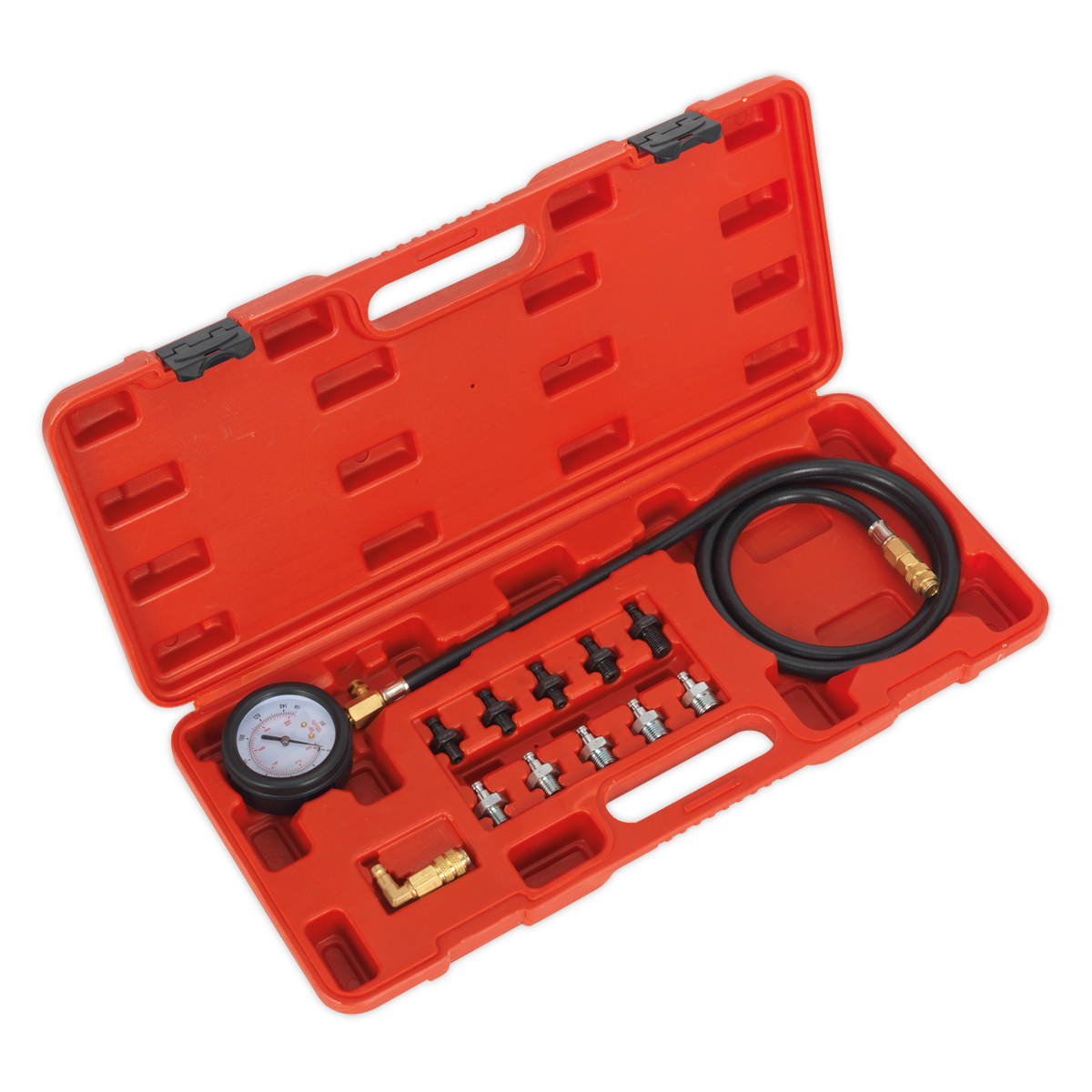 Sealey 12pc Oil Pressure Test Kit with 65mm Gauge and Quick Coupling Adaptors