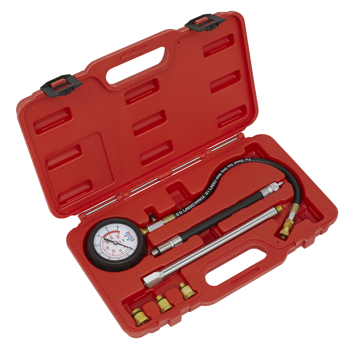 Sealey VSE300D Petrol Engine Compression Tester Kit 6pc 300psi Gauge