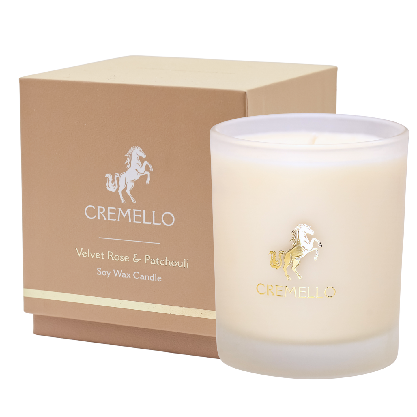 Cremello Velvet Rose & Patchouli Wax Candle and Floral Scented Home Decor