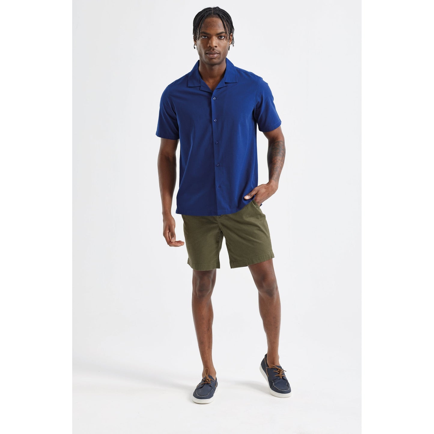 Wombat Men's Short Sleeve Shirt Cuban Collar Relaxed Fit Lightweight Summer Wear