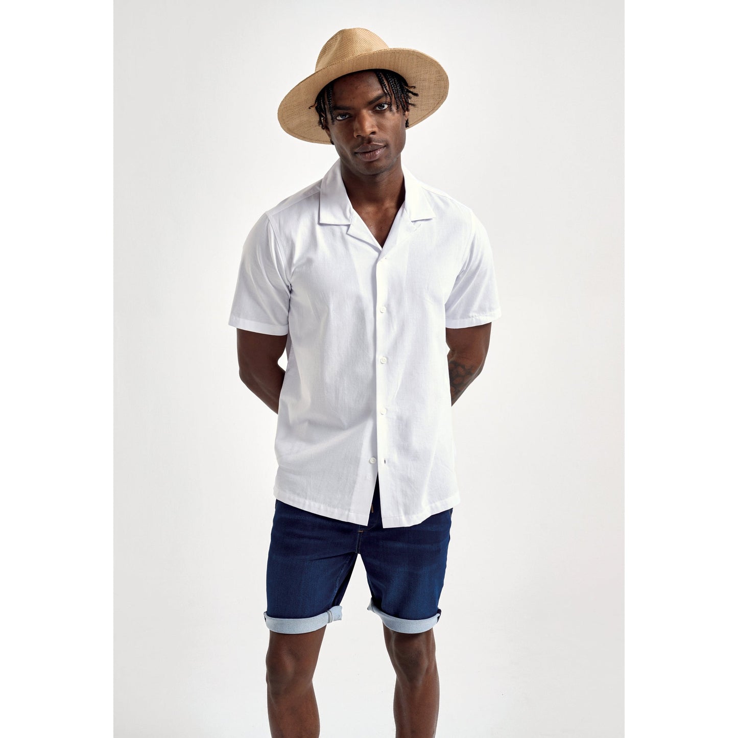Wombat Men's Short Sleeve Shirt Cuban Collar Relaxed Fit Lightweight Summer Wear