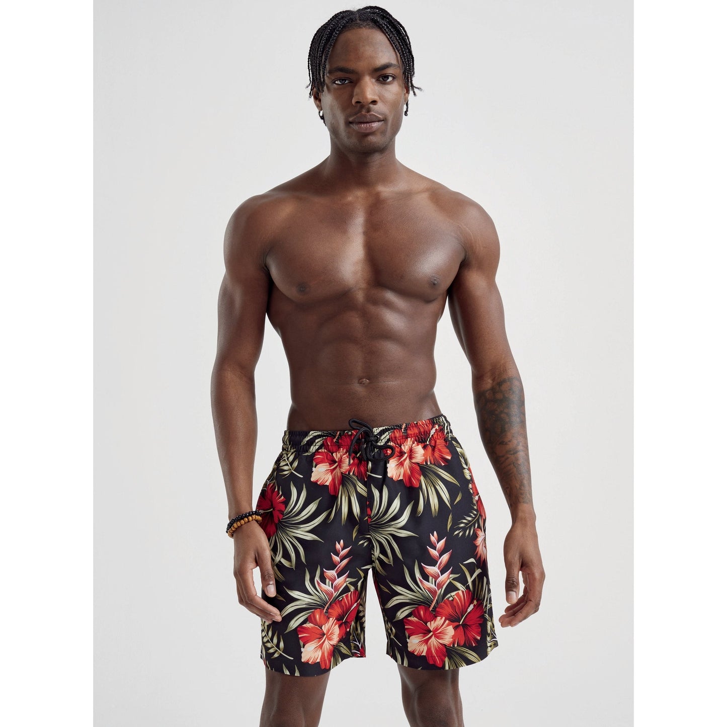 Wombat Men's Swim Shorts Quick-Dry Elastic Waistband Contrast Mesh Inserts
