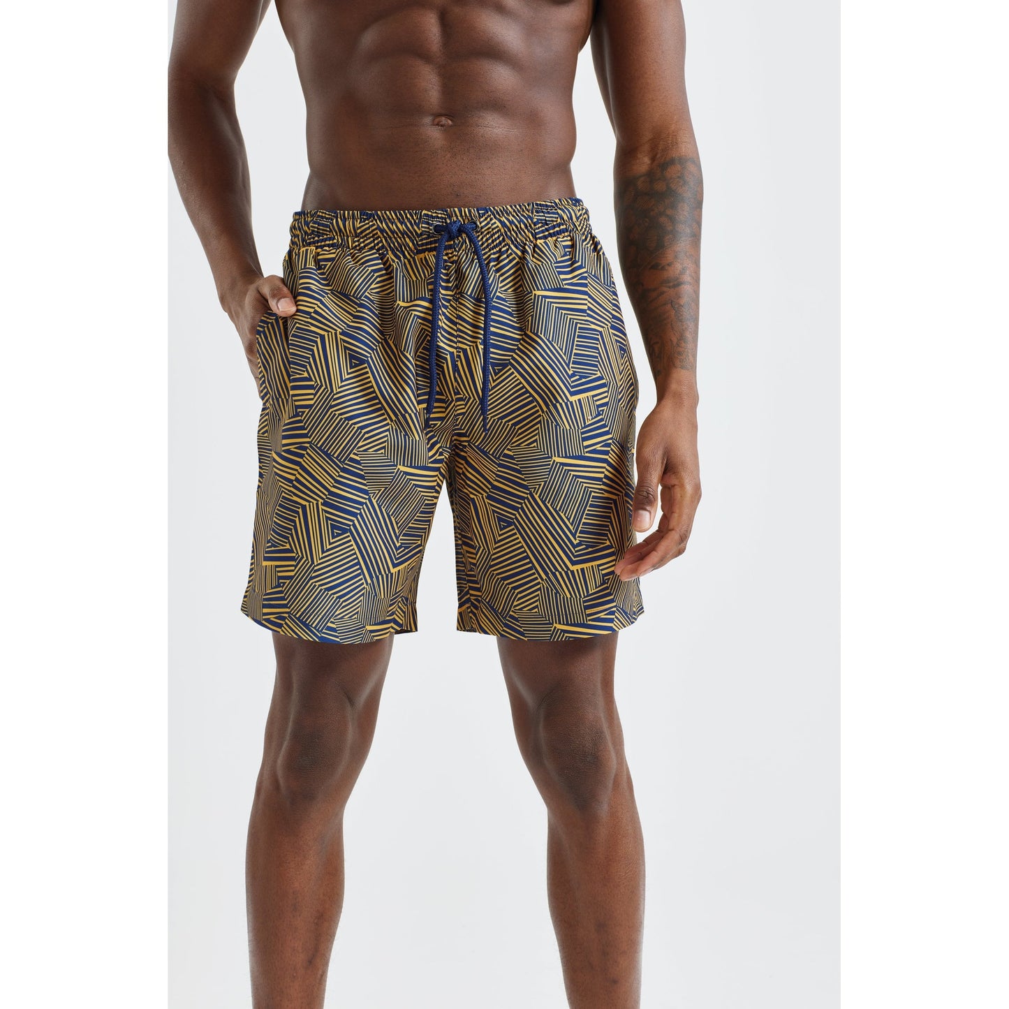 Wombat Men's Swim Shorts Quick-Dry Elastic Waistband Contrast Mesh Inserts