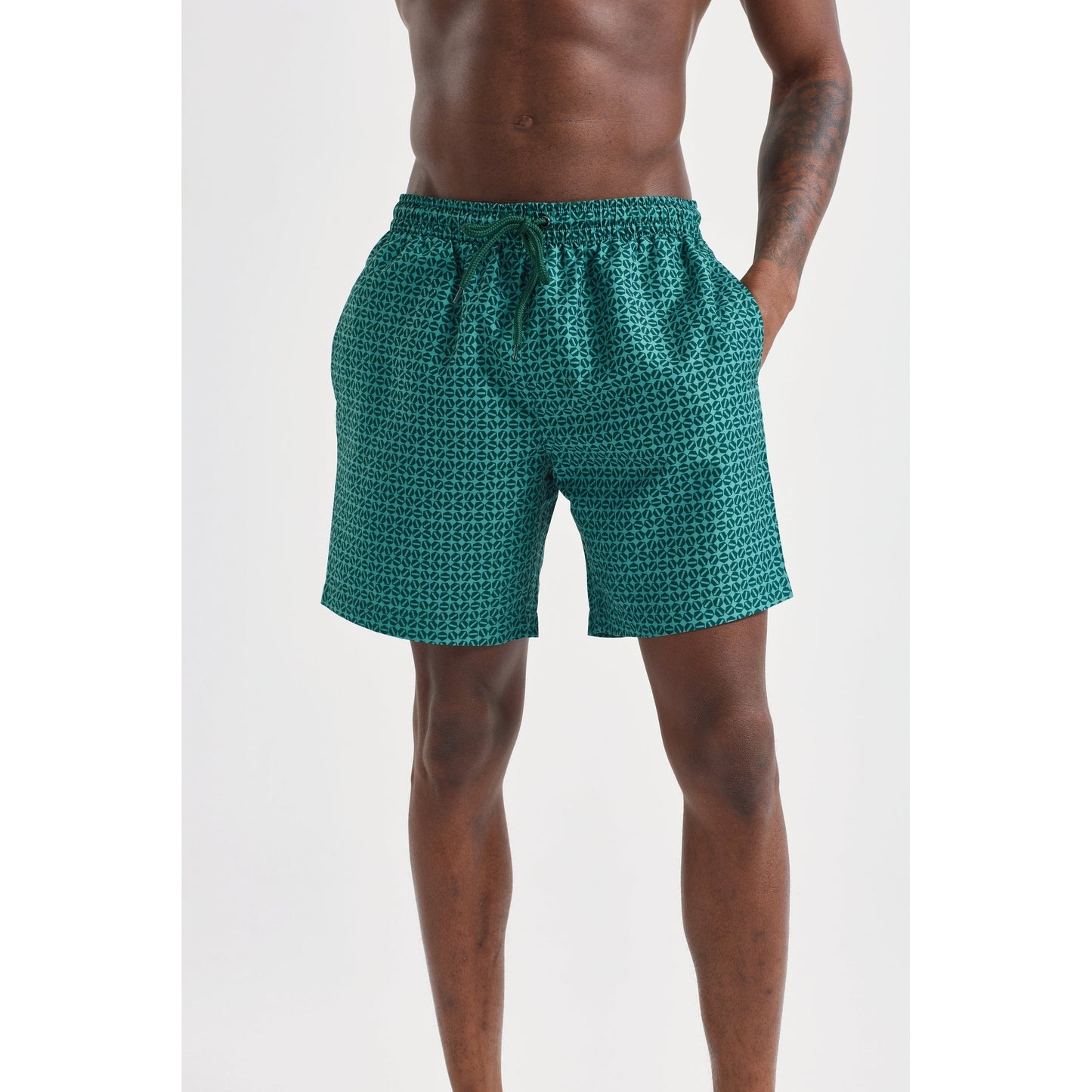 Wombat Men's Swim Shorts Quick-Dry Elastic Waistband Contrast Mesh Inserts