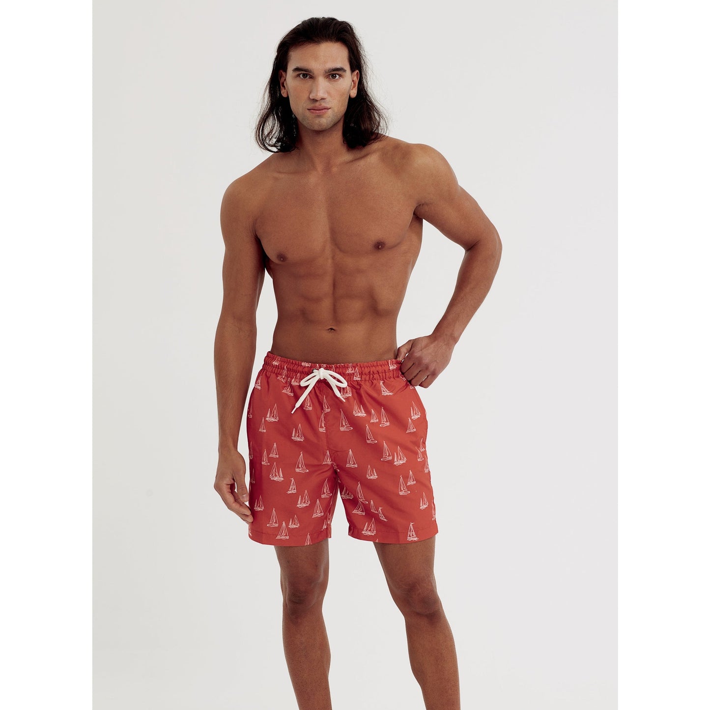 Wombat Men's Swim Shorts Quick-Dry Elastic Waistband Contrast Mesh Inserts