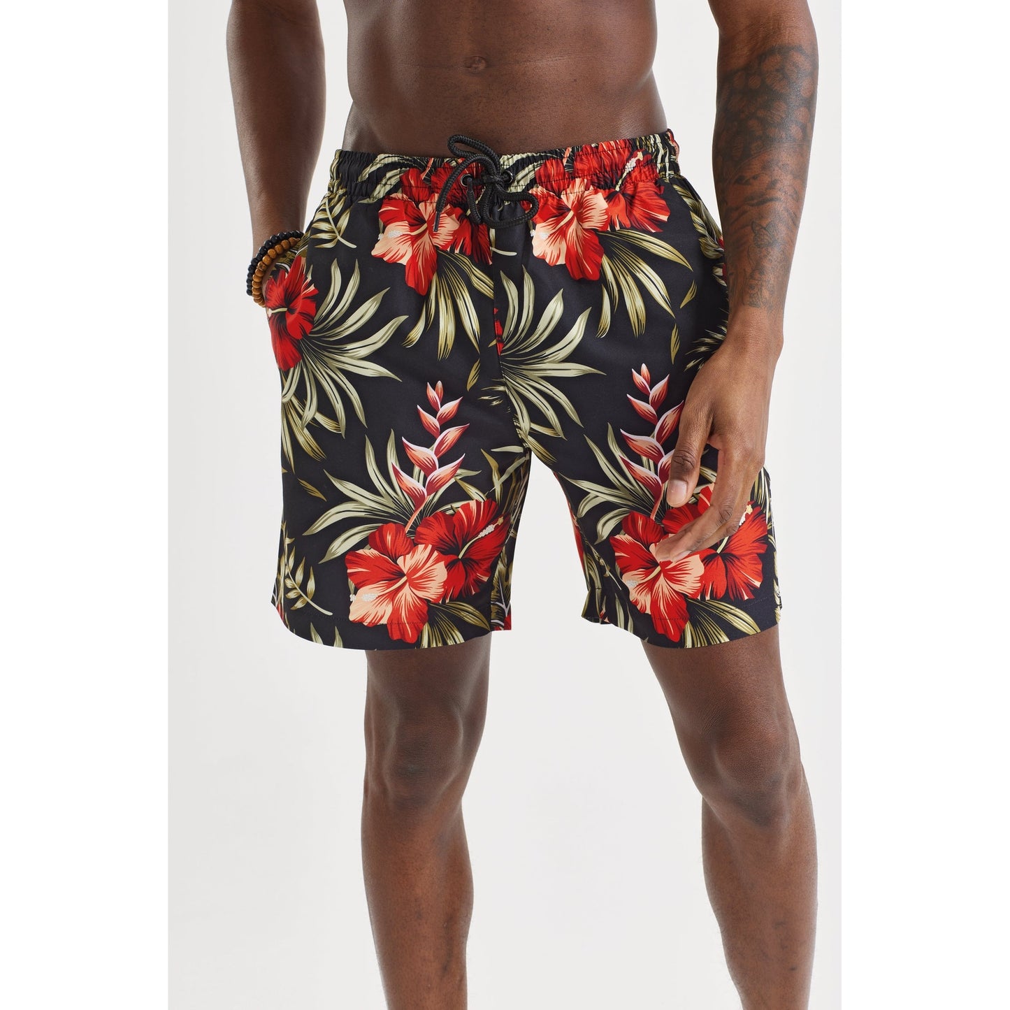 Wombat Men's Swim Shorts Quick-Dry Elastic Waistband Contrast Mesh Inserts