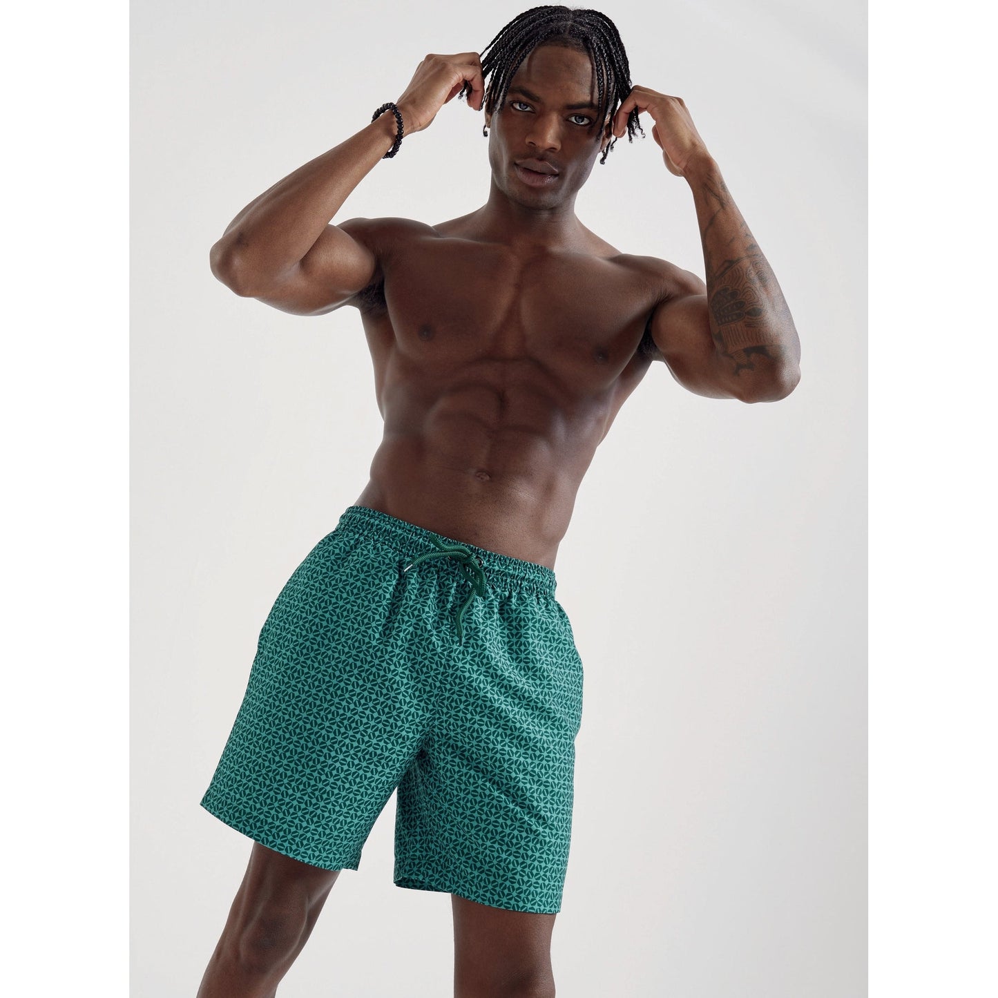 Wombat Men's Swim Shorts Quick-Dry Elastic Waistband Contrast Mesh Inserts