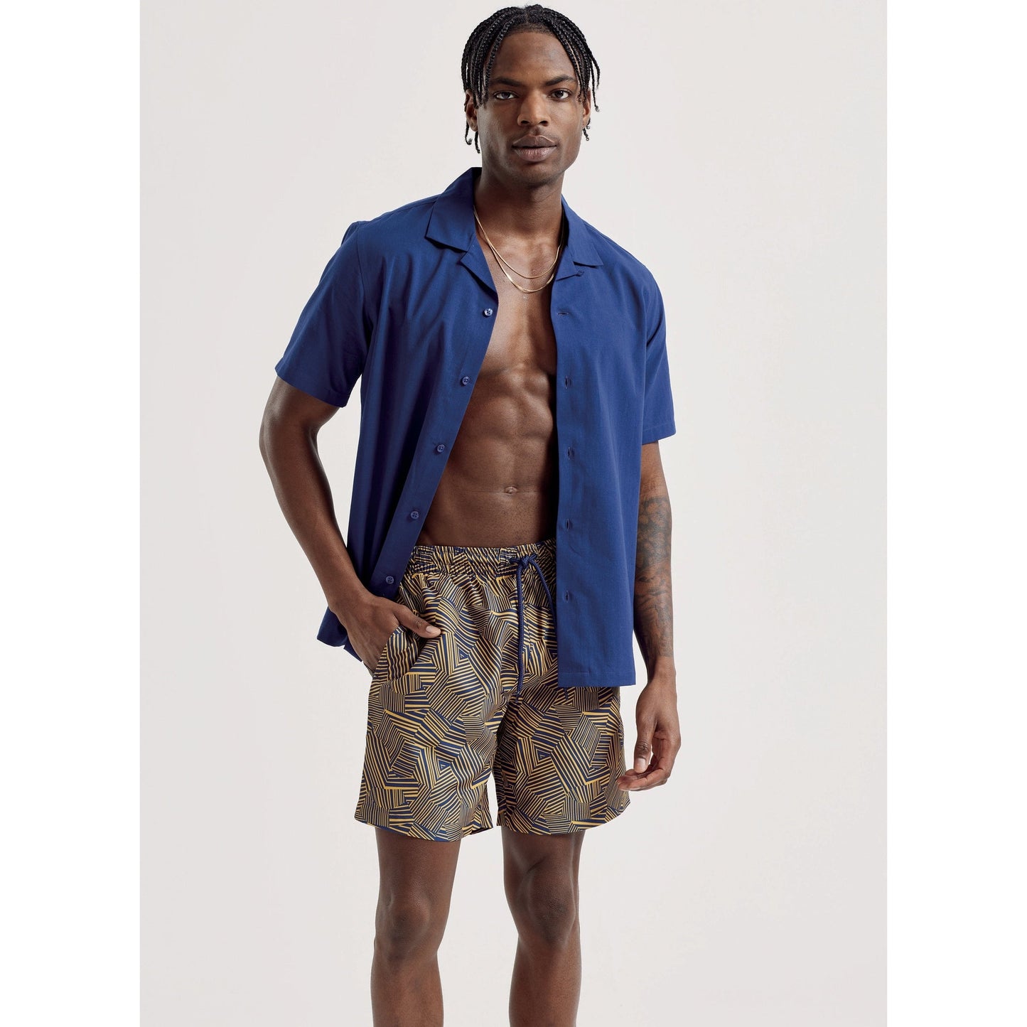 Wombat Men's Swim Shorts Quick-Dry Elastic Waistband Contrast Mesh Inserts