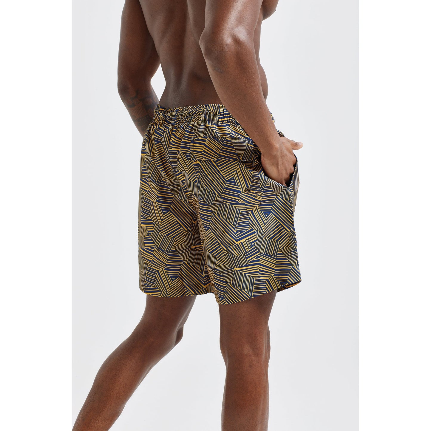 Wombat Men's Swim Shorts Quick-Dry Elastic Waistband Contrast Mesh Inserts