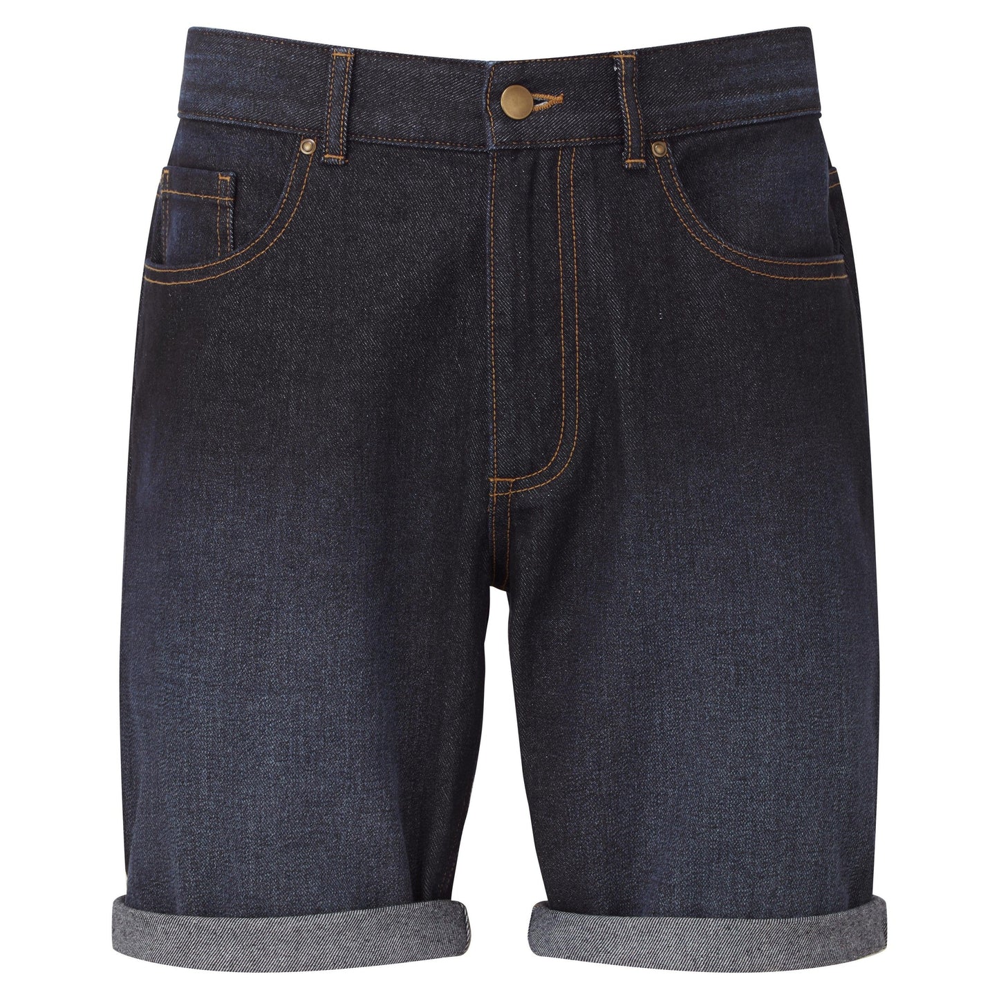 Wombat Men's Denim Shorts Washed Cotton Contrast Stitching Brass Details