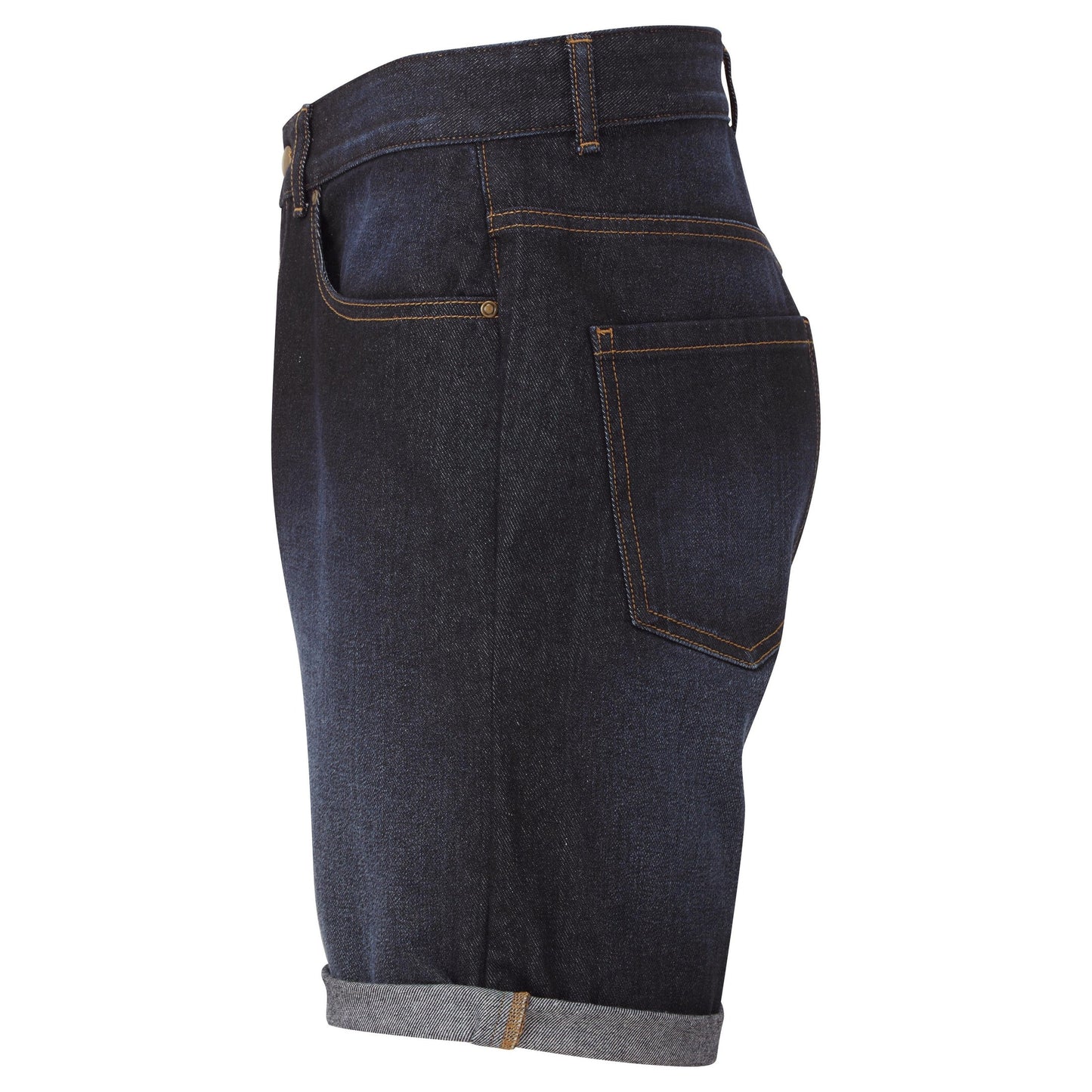 Wombat Men's Denim Shorts Washed Cotton Contrast Stitching Brass Details